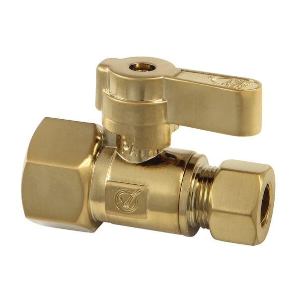 KF4315BB 1/2" FIP X 3/8" OD Comp Straight Stop Valve, Brushed Brass